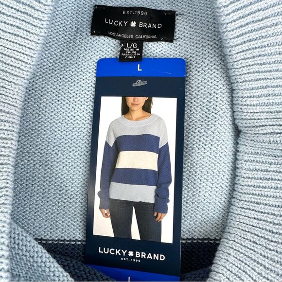 NWT Lucky Brand Ladies' Colorblock Cotton Sweater Blue Multi Size L - Picture 9 of 14